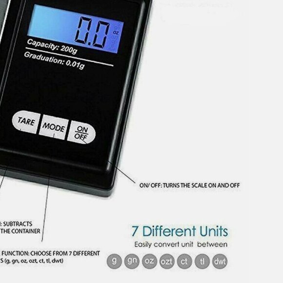 Pocket Digital Scale 200g x 0.01g, Portable Mini Gram Scale - Picture 7 of 9